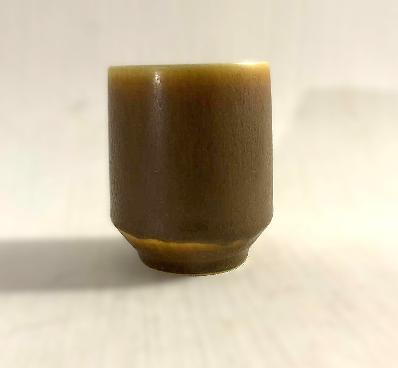 Mid-Century stoneware vase in Olive Green hare fur glaze from Palshus, Denmark 1960s