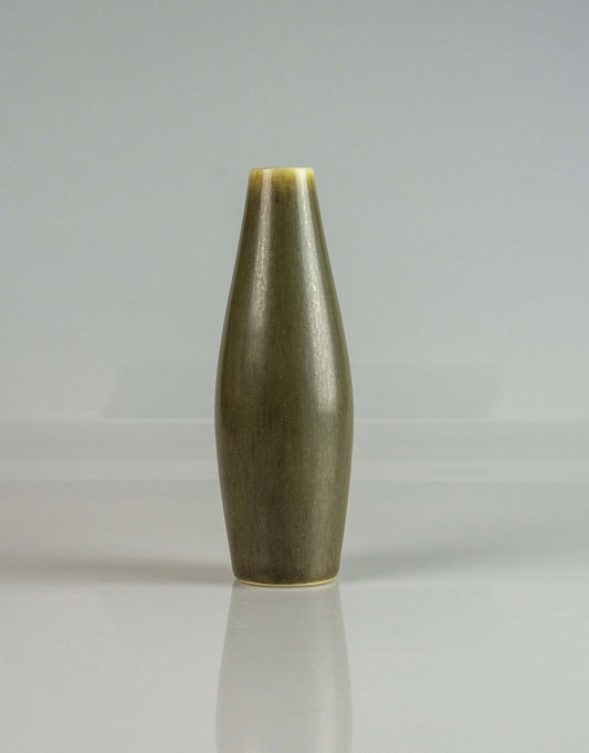 Palshus Torpedo vase made in Green Hare Fur Glaze, Denmark 1960s