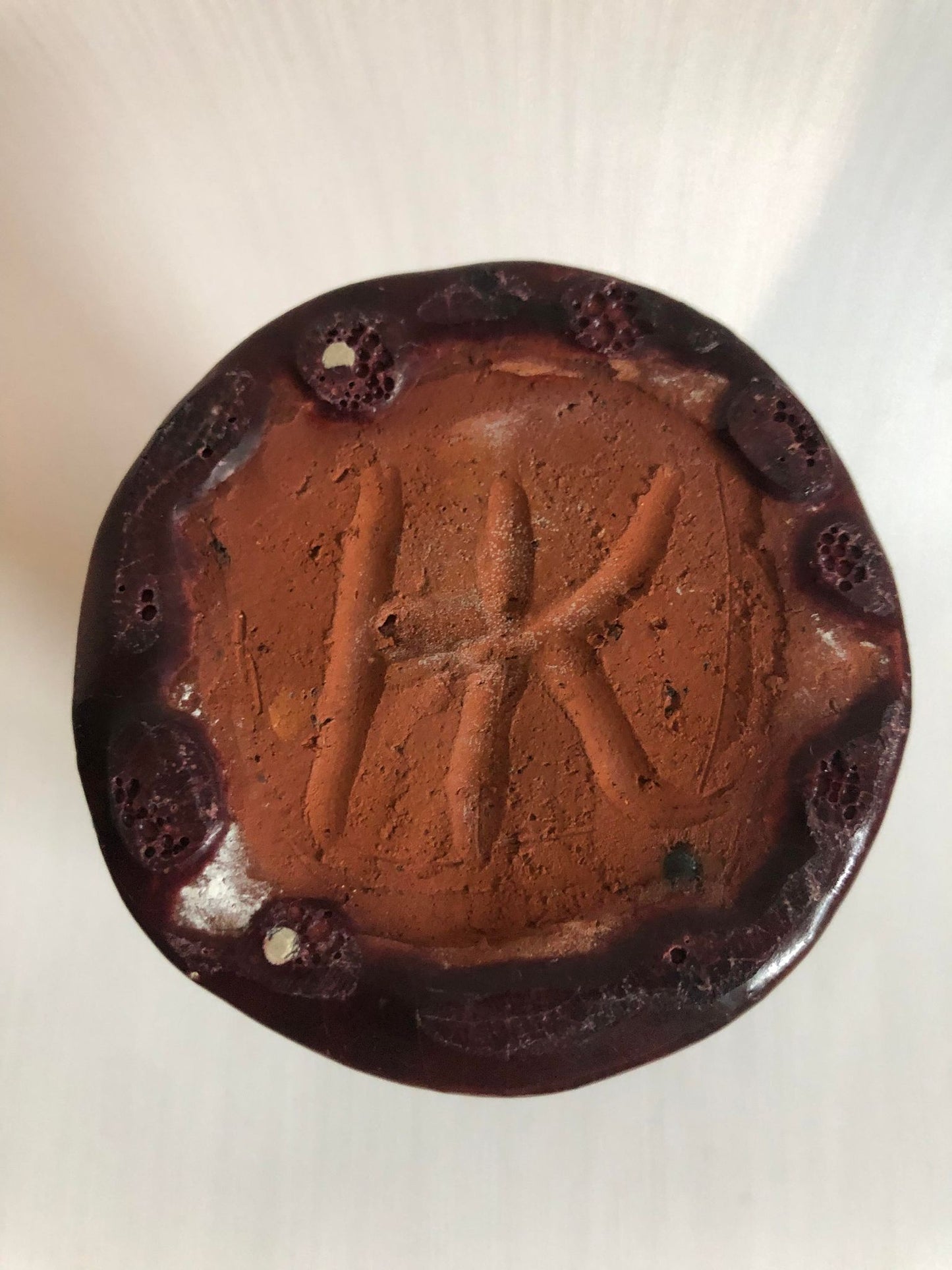 Rustic and elegant earthenware vase in oxblood - no. 0760