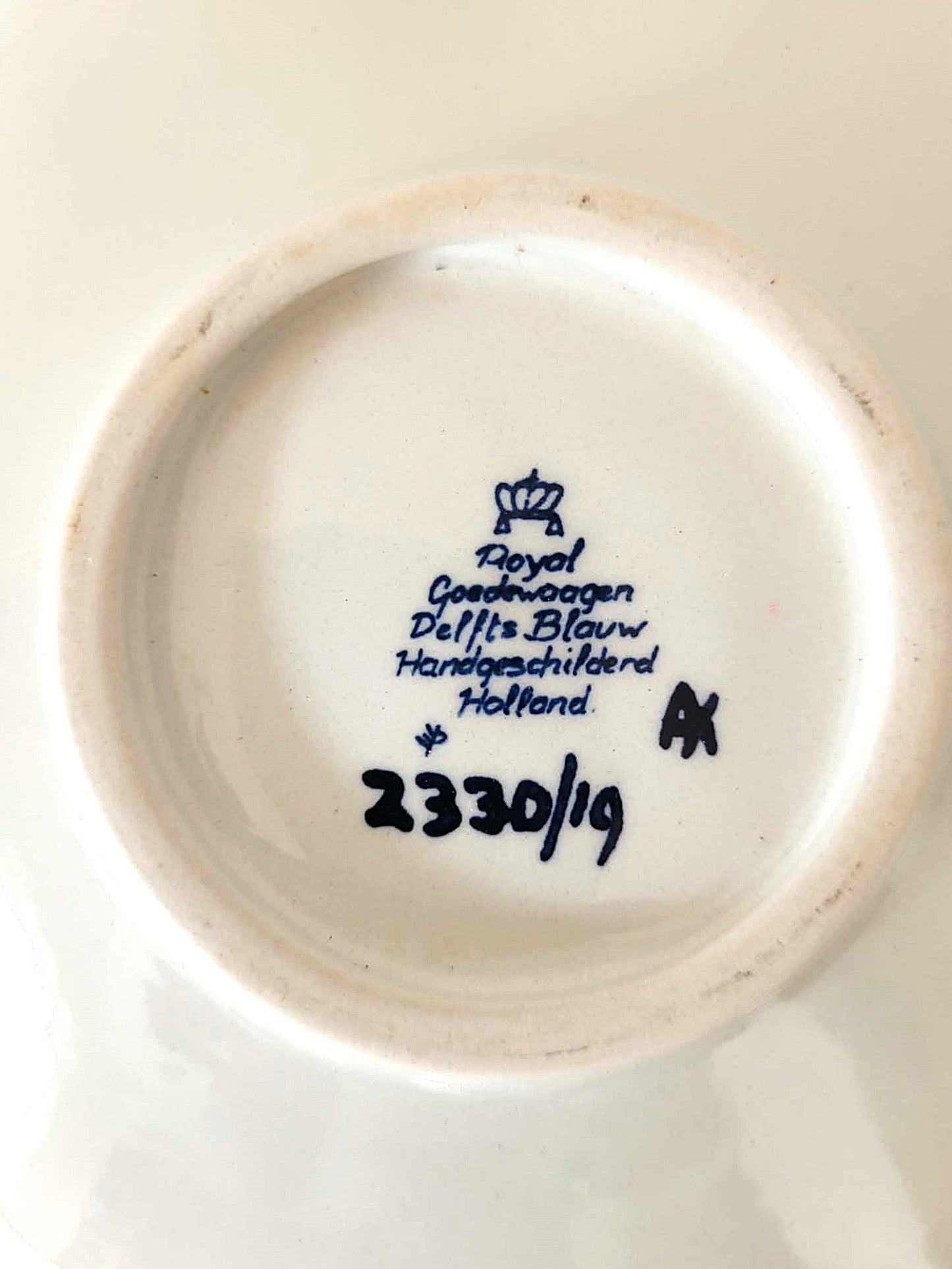 Vintage Royal Dutch Goedewaagen-skål i Delft-blå, håndmalet skål