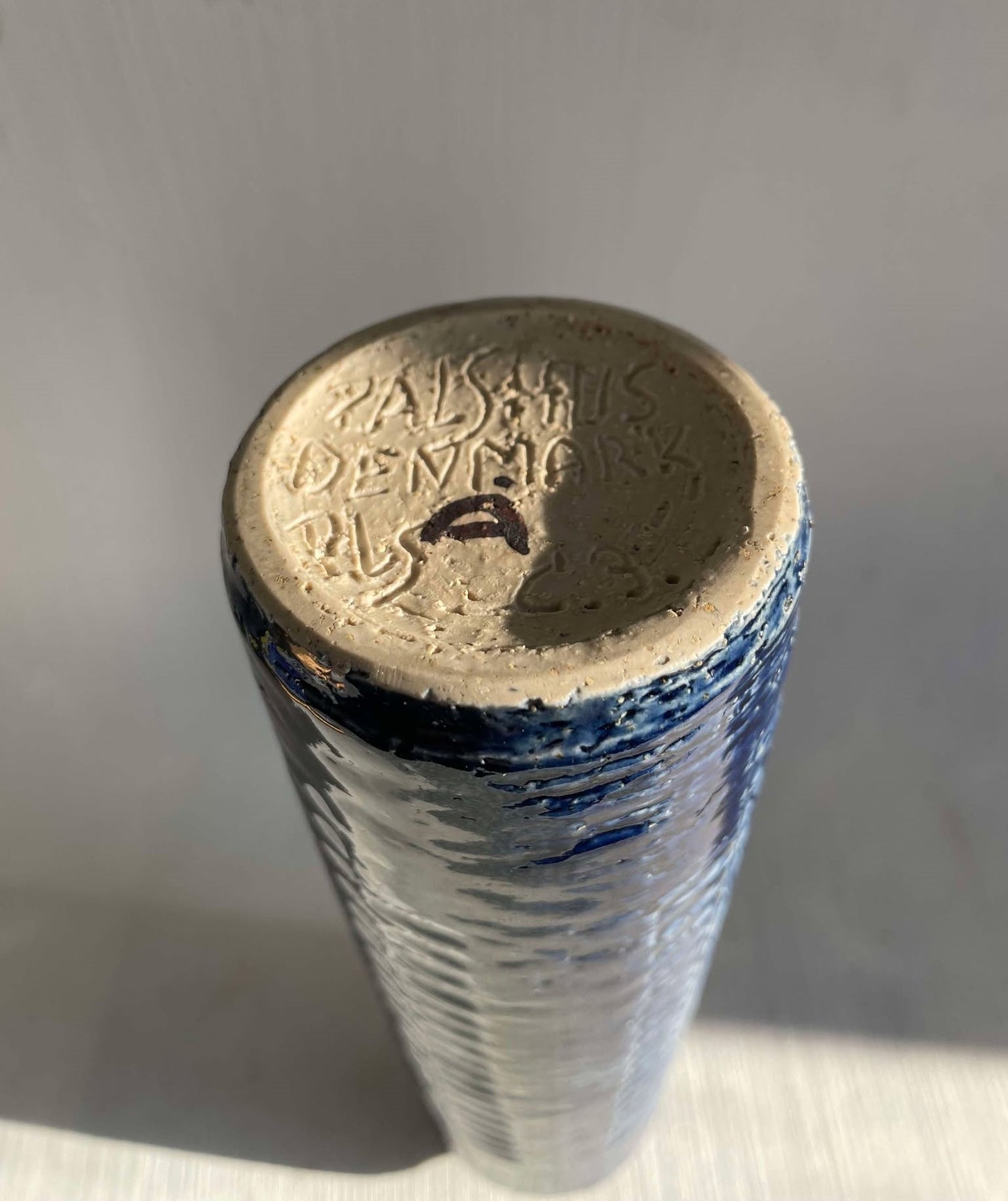 Tall and slim stoneware vase in Chamotte style by Palshus, Denmark 1960s