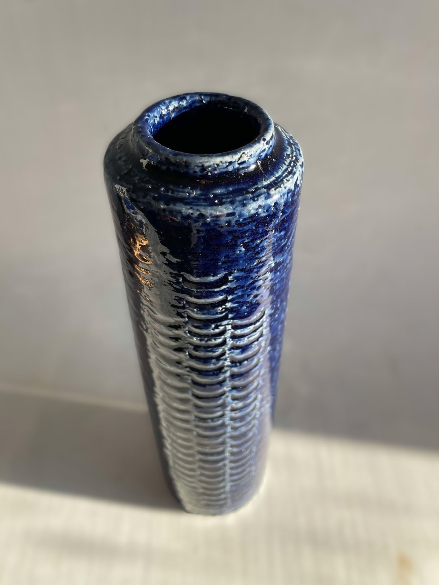 Tall and slim stoneware vase in Chamotte style by Palshus, Denmark 1960s