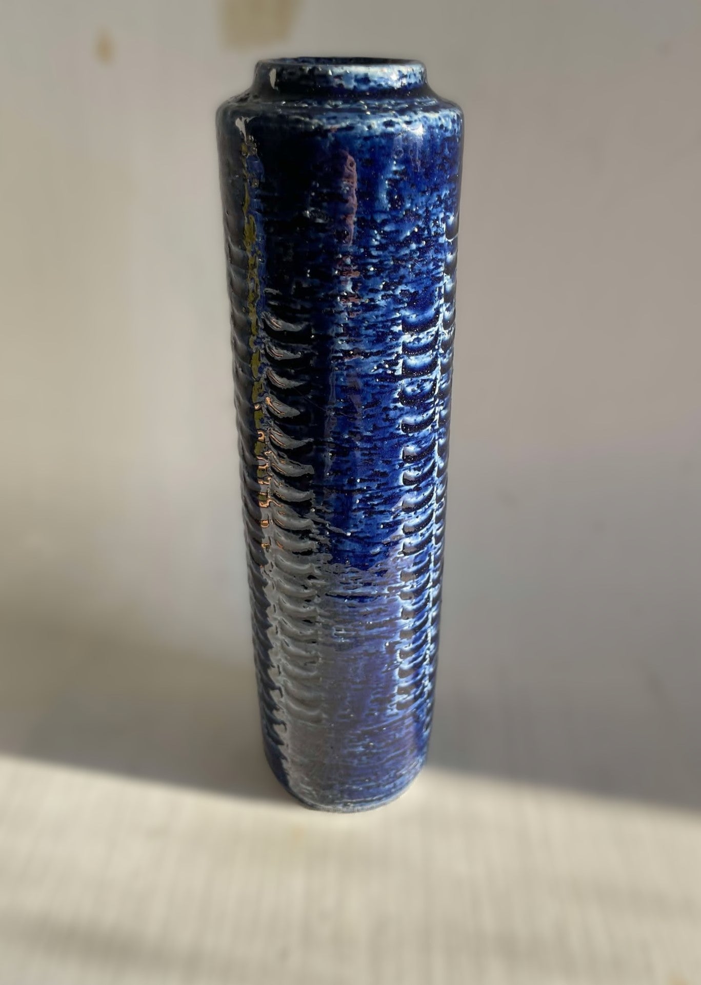 Tall and slim stoneware vase in Chamotte style by Palshus, Denmark 1960s