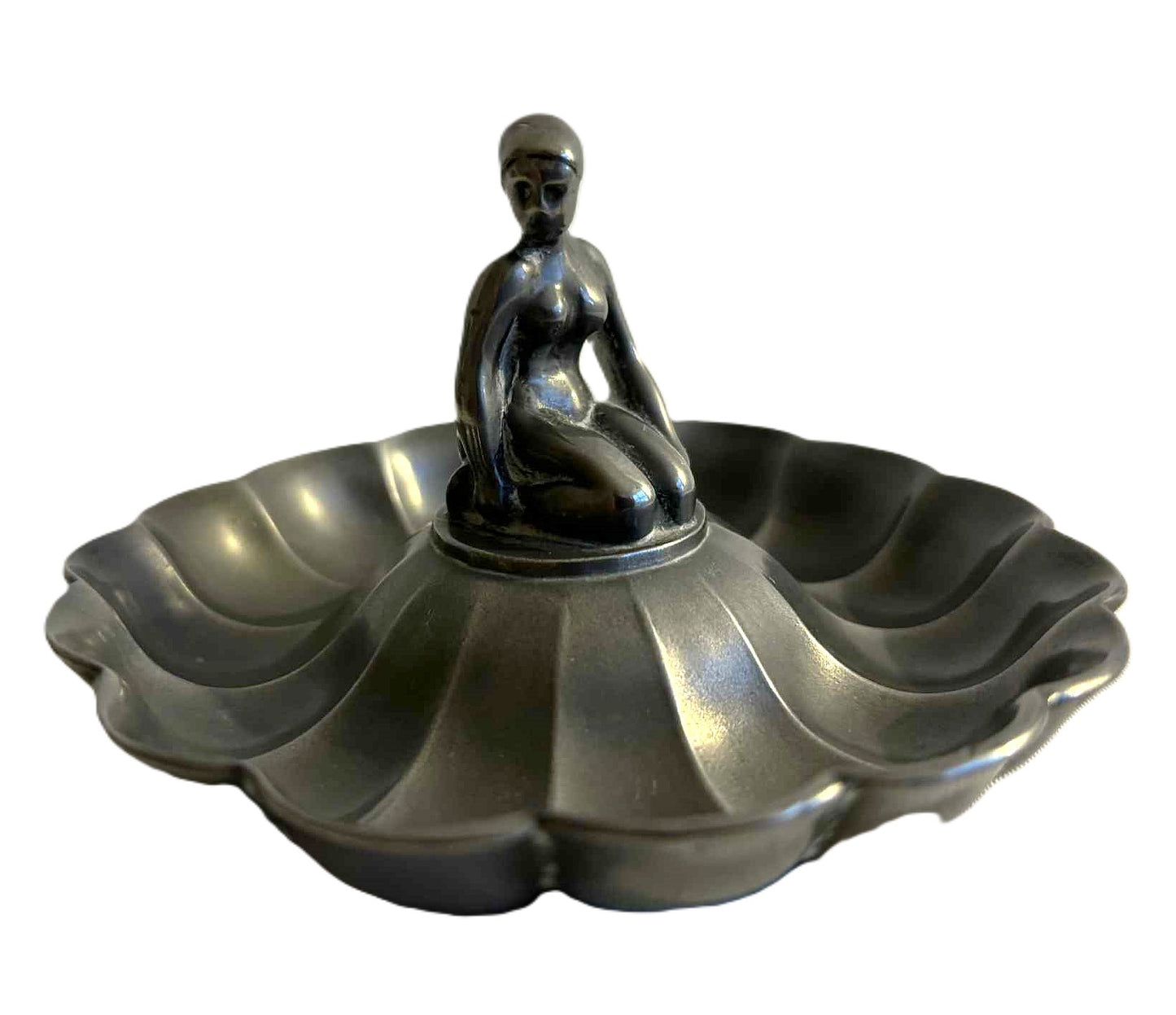 Sjælden Just Andersen Art deco fad med kvindefigur, udført i diskometal - nr. 788501254