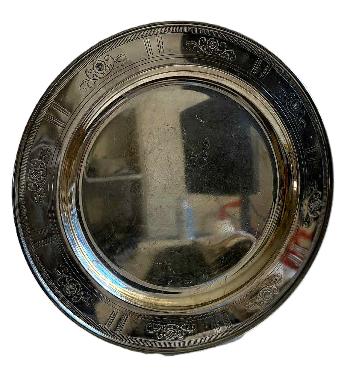 Gammelt stort sølvplet fad, design af Just Andersen - nr. 57880005