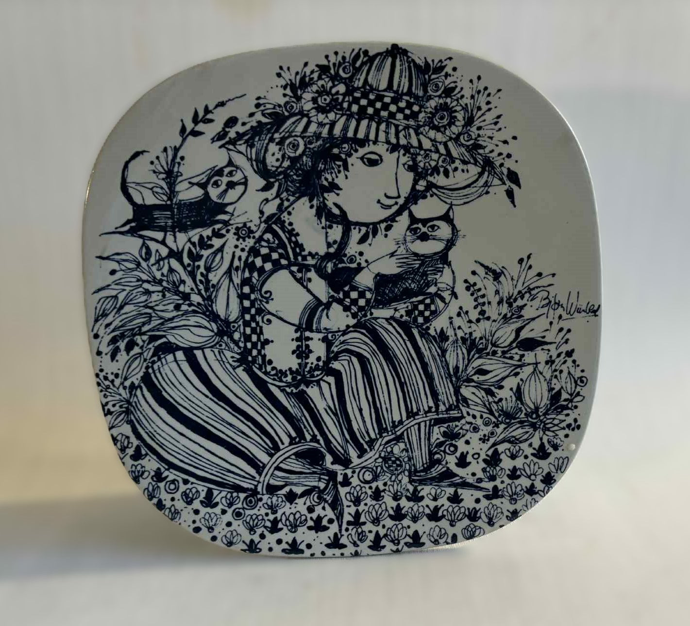 Vintage Bjørn Wiinblad for Nymølle Firkantet vægplatte "Louise" - nr. 85471025