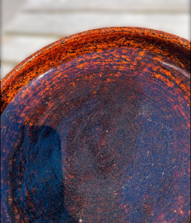 A medium and rare glazed stoneware dish from Palshus, Denmark 1960s