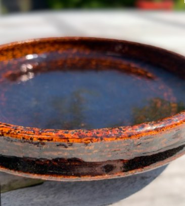 A medium and rare glazed stoneware dish from Palshus, Denmark 1960s