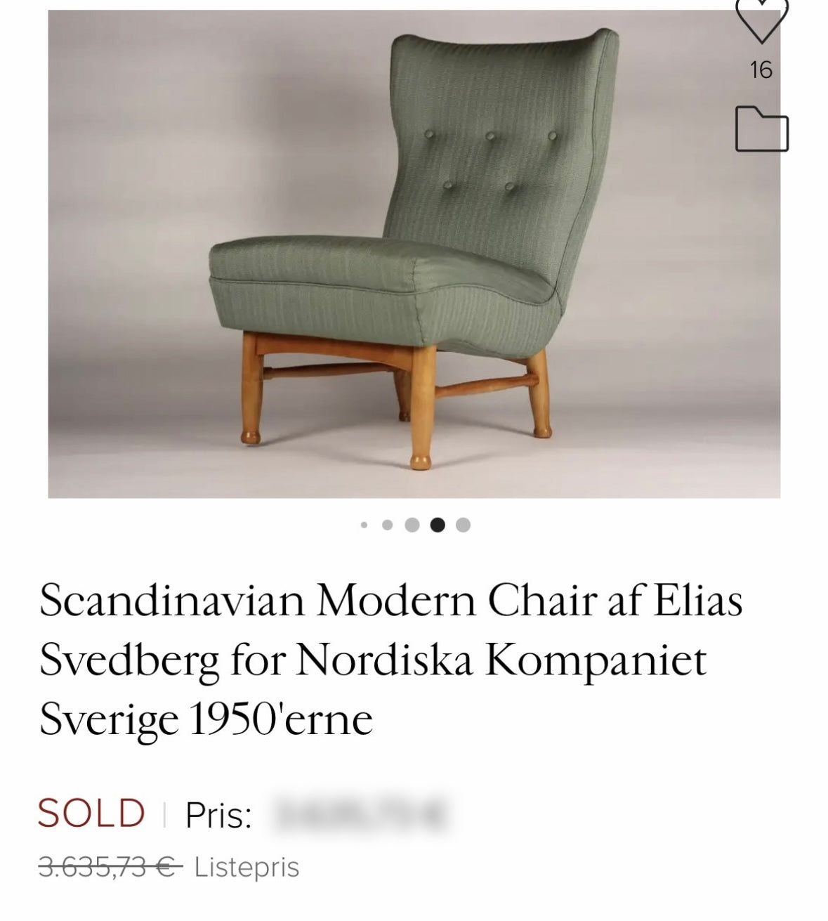 Elias Svedberg (Sweden 1913-1987) smart armchair for Nordisk Kompaniet, circa 1950s