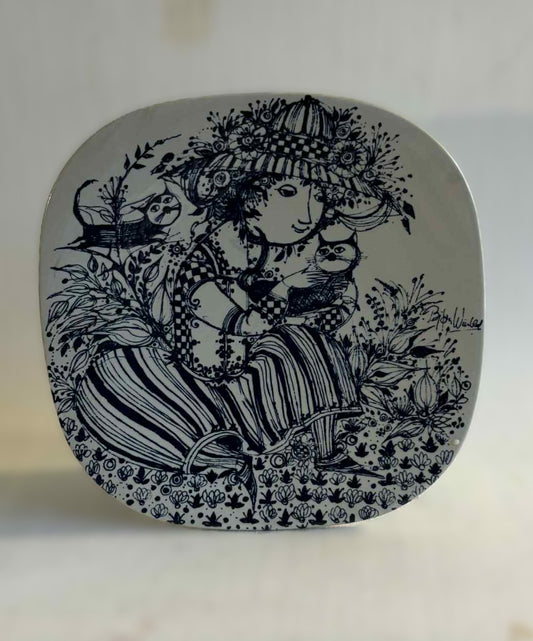 Vintage Bjørn Wiinblad for Nymølle Firkantet vægplatte "Louise" - nr. 85471025