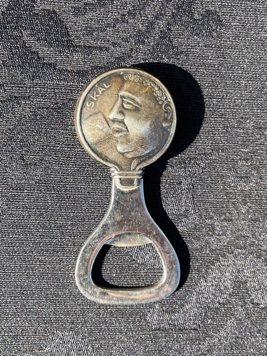 Vintage oplukker i sølvplet med tekst på bagsiden - nr. 560540