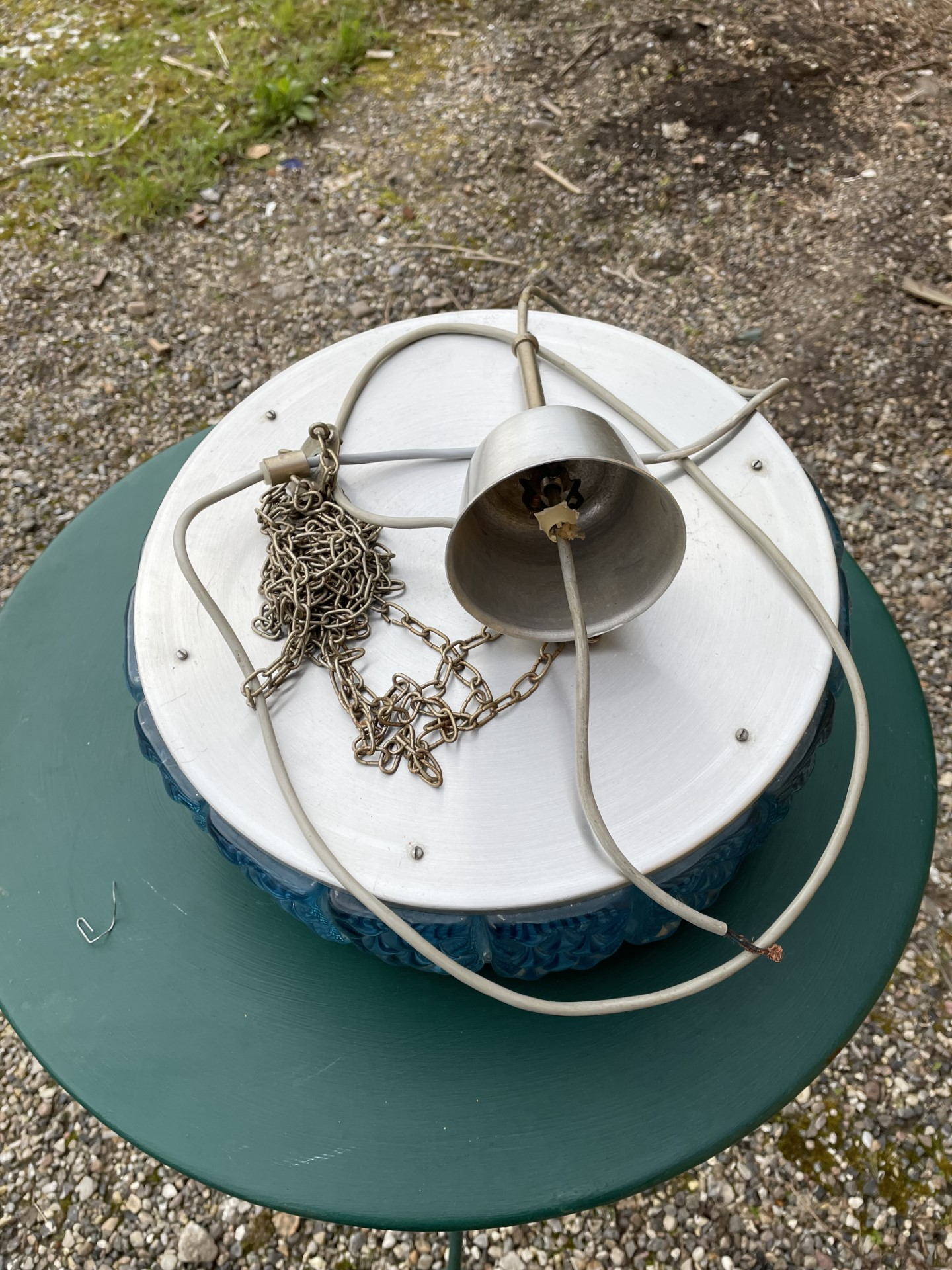 Flot retro pendel af glas og metal - 012068