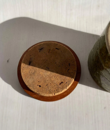 HOGNAS Ceramics, Swedish ceramic Tobacco jar with teak lid from the 1960s
