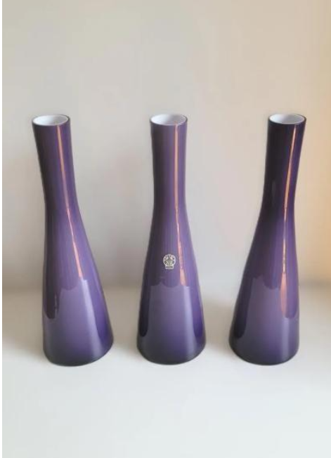 Three Scandinavian Opaline Glass Vases by Jacob E. Bang for “Kastrup-Holmegaard”, Denmark 1960s