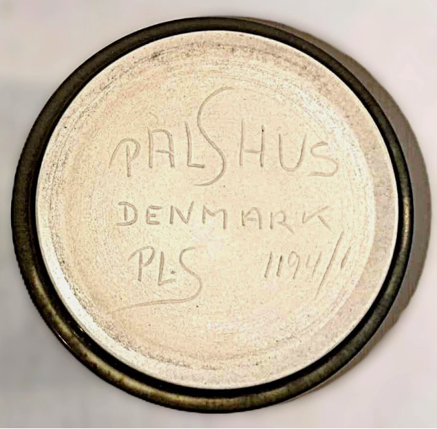 Palshus stentøjs marmaladekrukke, udført i grøn harepelsglasur, Danmark 1960erne