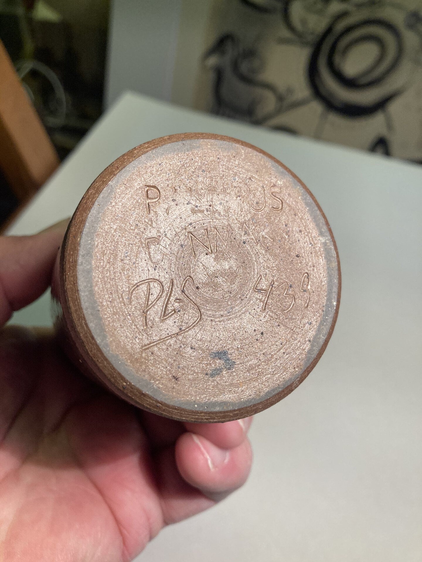 Mid-Century danish Chamotte stoneware vase from Palshus, Denmark