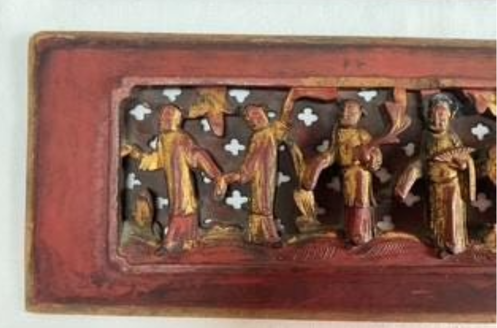 Two Antique Chinese Carved Wooden Gilded Panels, Wall Decoration