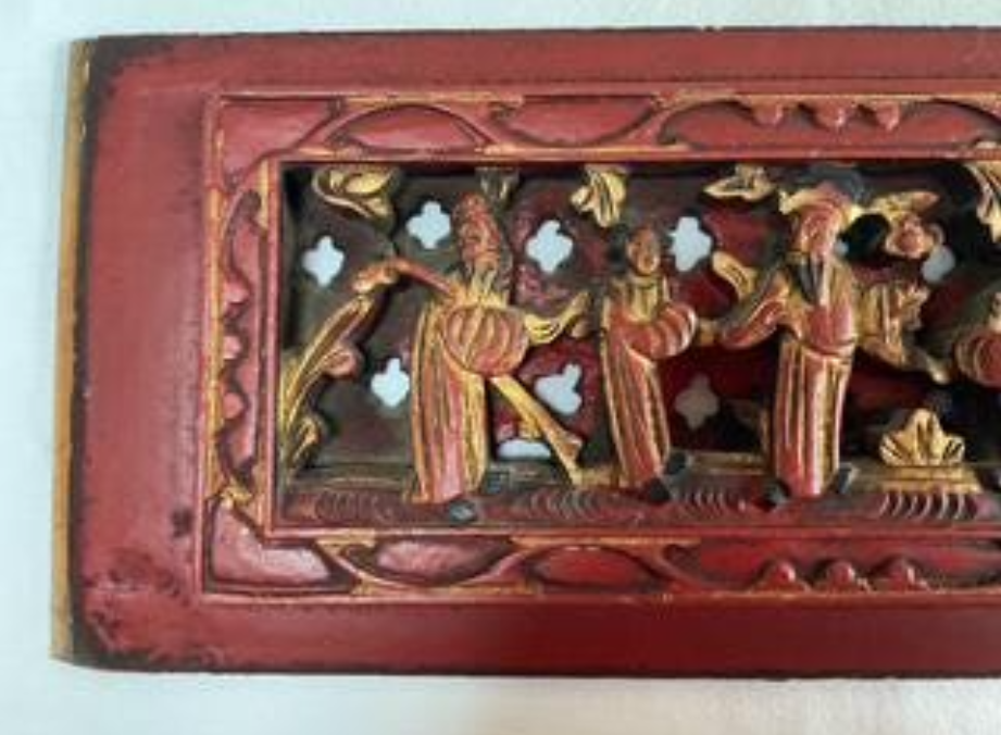 Two Antique Chinese Carved Wooden Gilded Panels, Wall Decoration