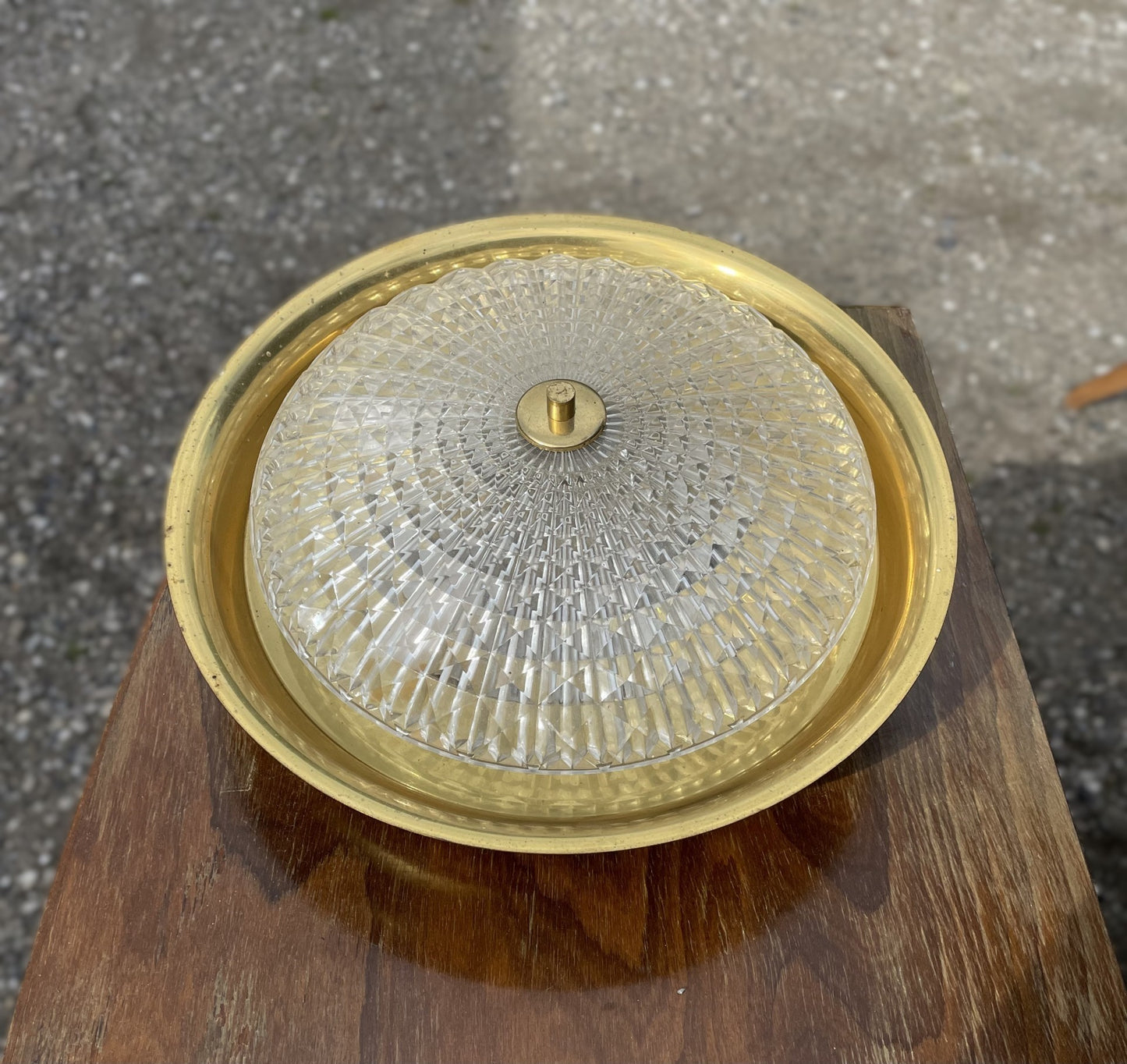 Orrefors loftslampe – messing og glas, skandinavisk designklassiker - nr. 0156788