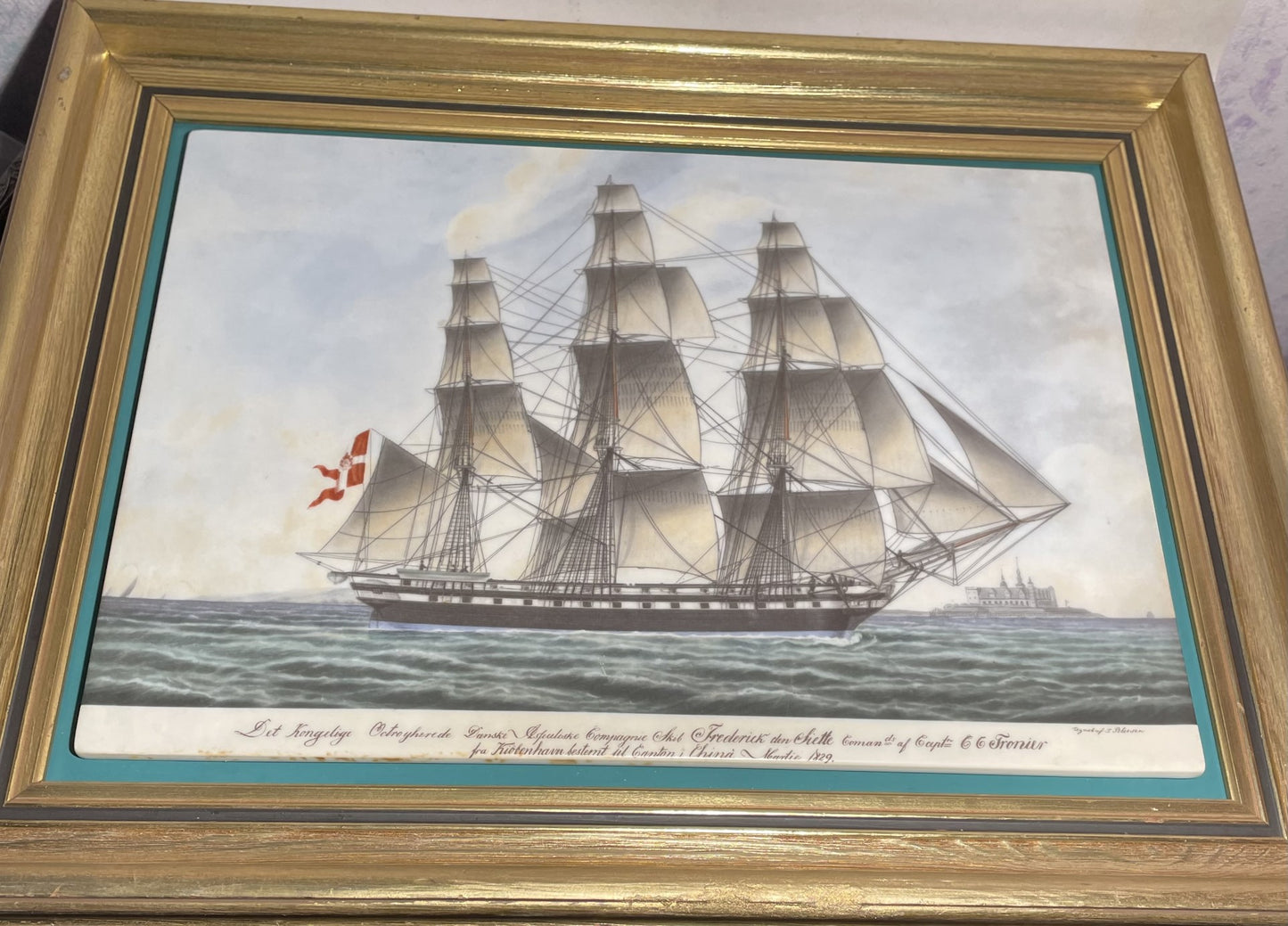 Bing og Grøndahl porcelæn billede af Fregatten "Frederick den Siette" - nr. 01961