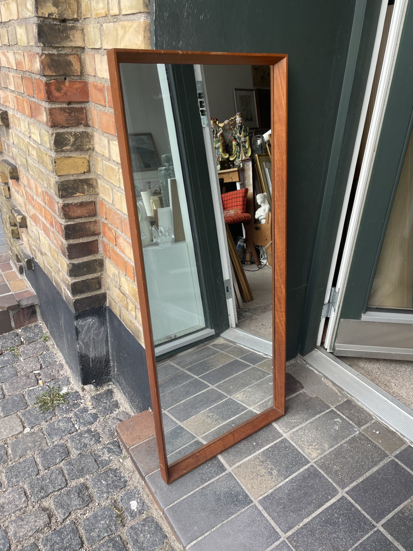 Flot stort teak spejl - nr. 011100