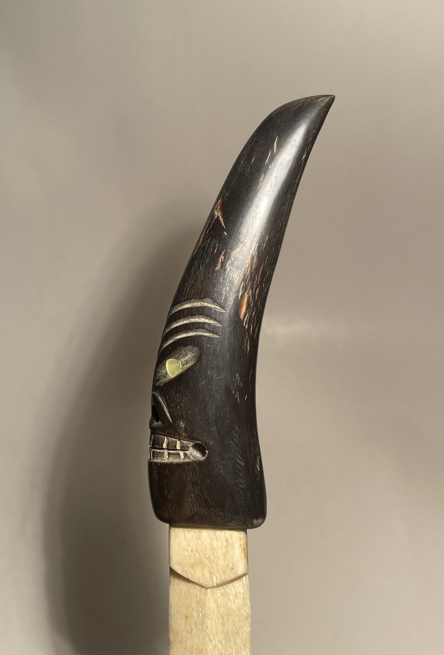 Paper knife with Tupilak handle, carved from buffalo horn and whale rib - no. 09980