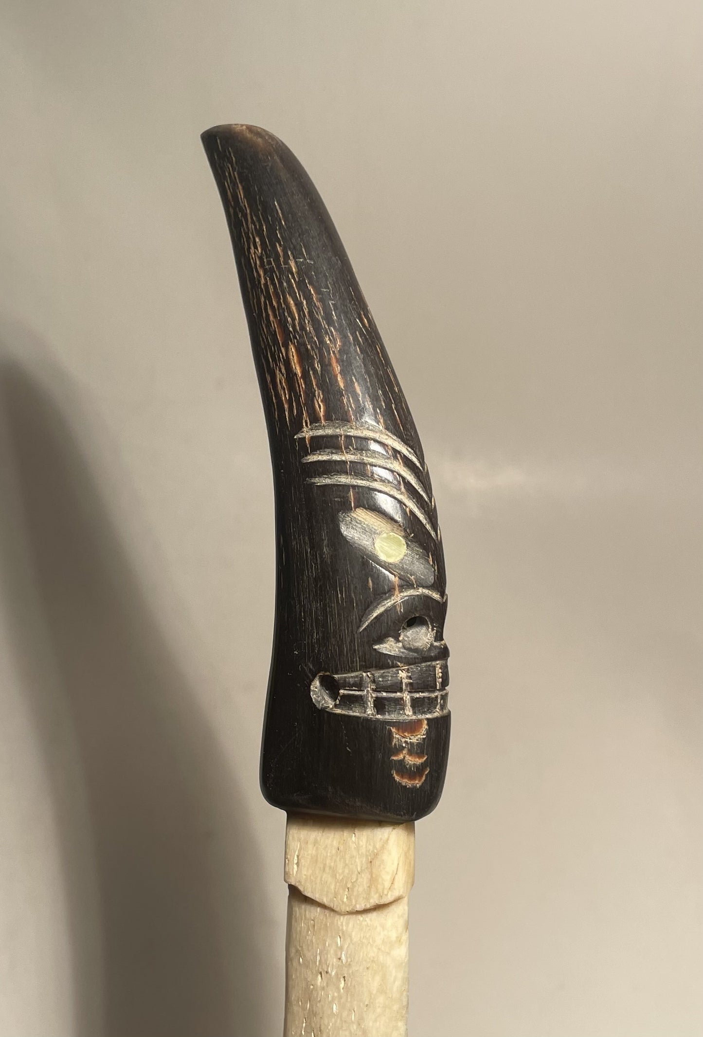 Paper knife with Tupilak handle, carved from buffalo horn and whale rib - no. 09980