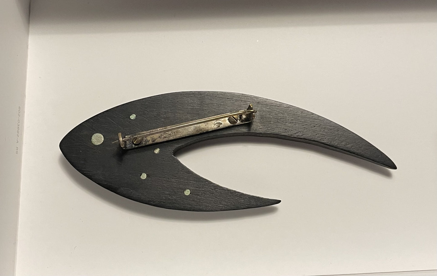Beautiful modern Danish brooch from the 60s in wood and silver - no. 02100