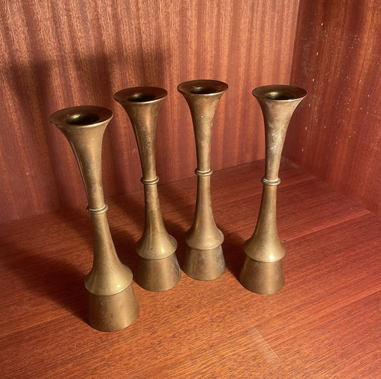 Danish design, 4 brass candlesticks - no. 02960