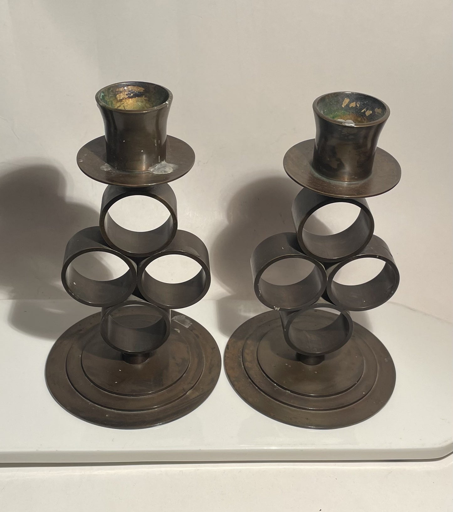 Art Deco bronze candlesticks - no. 021030
