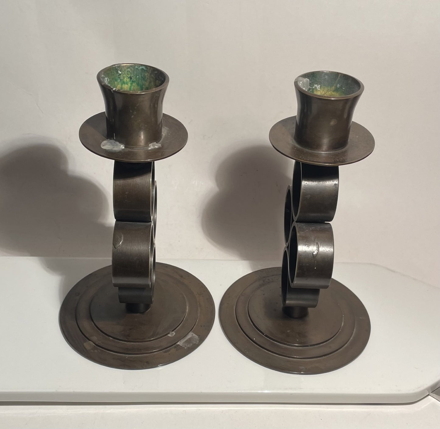 Art Deco bronze candlesticks - no. 021030