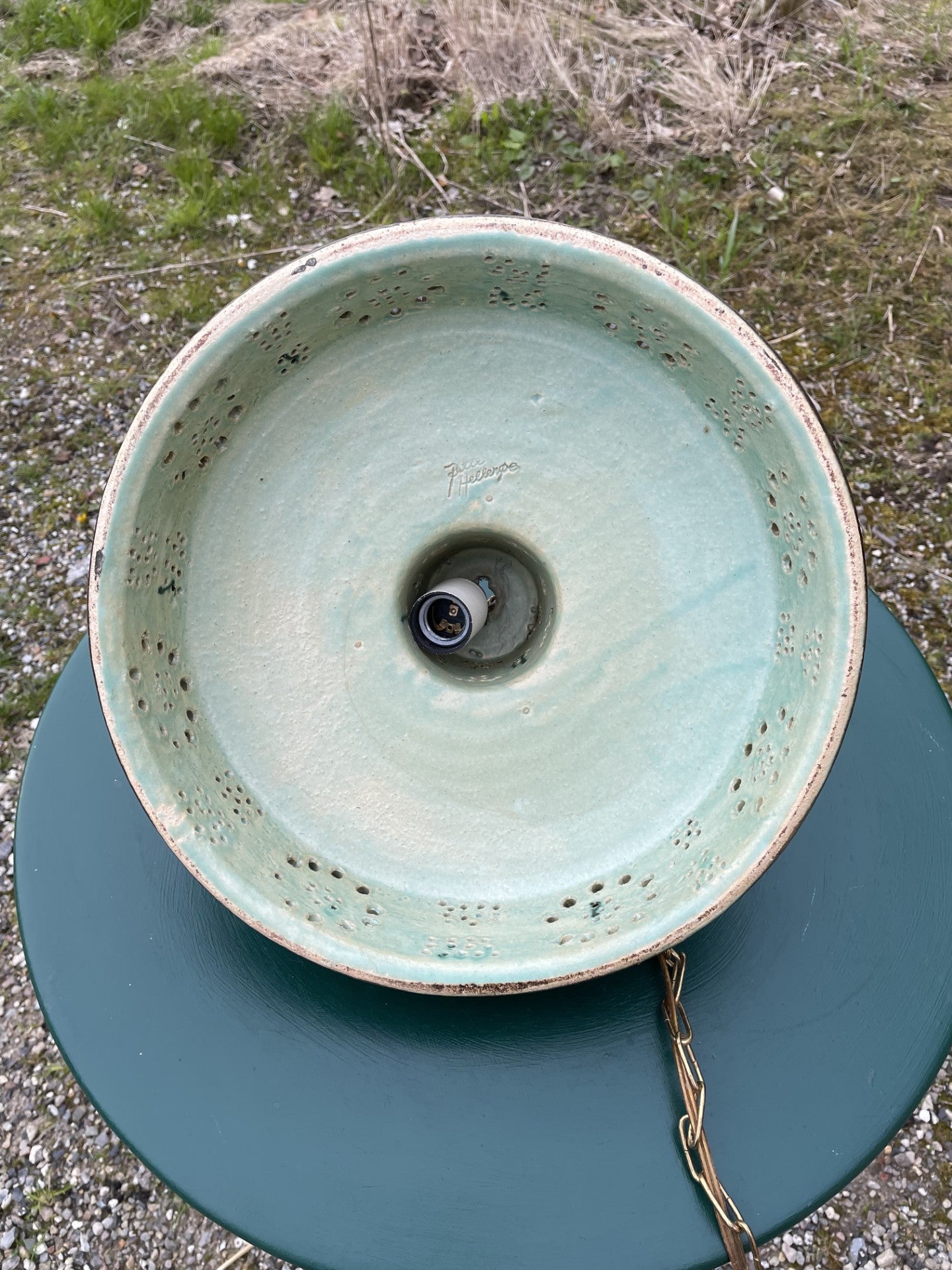 Beautiful large Jette Hellerøe stoneware pendant - no. 012091