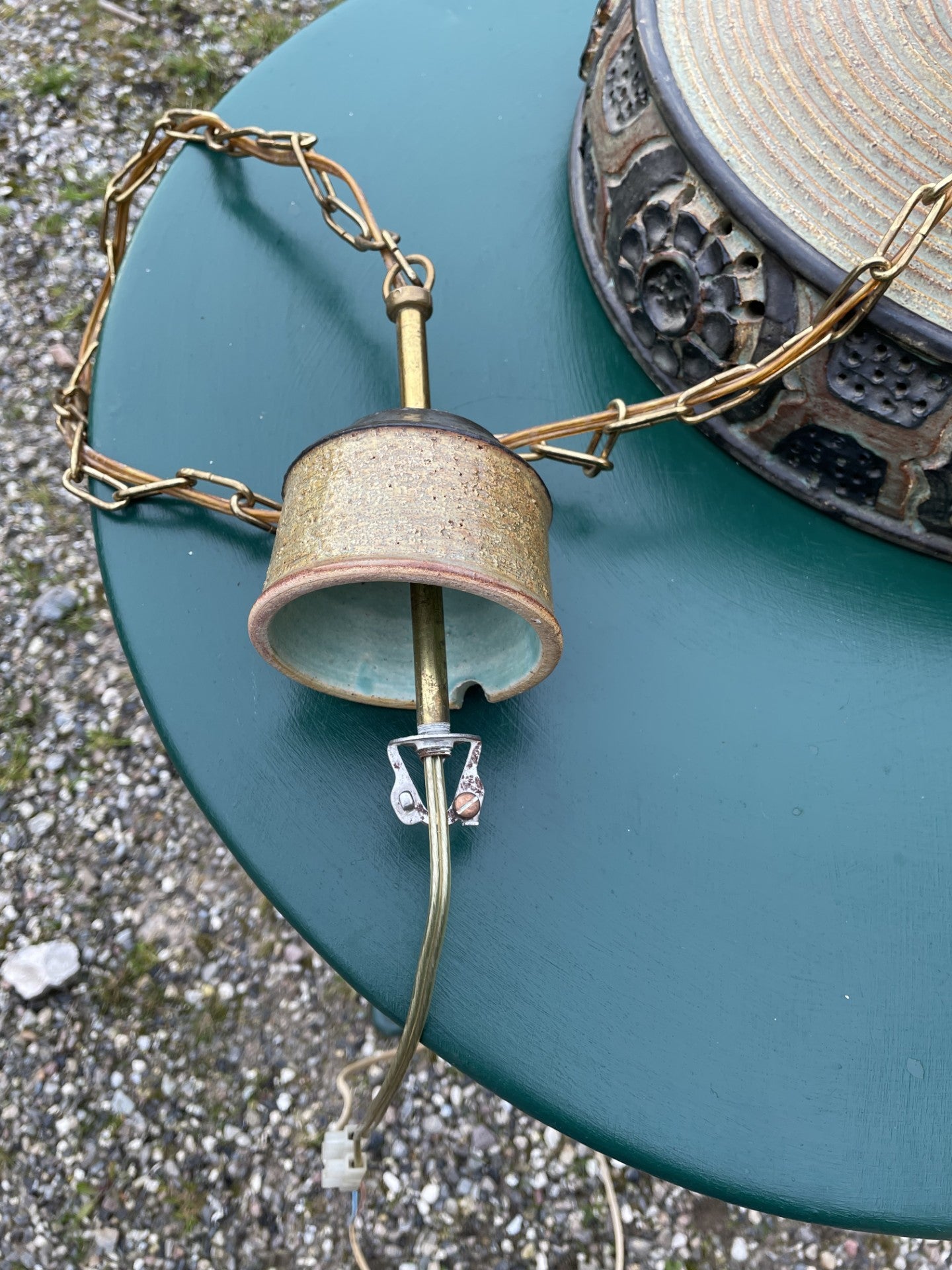 Beautiful large Jette Hellerøe stoneware pendant - no. 012091
