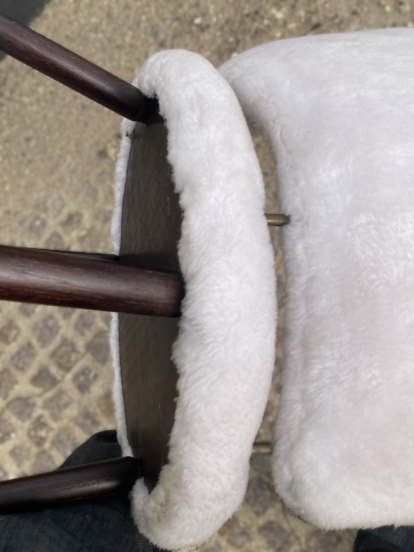 Elegant upholstered chair with brass details - no. 0470