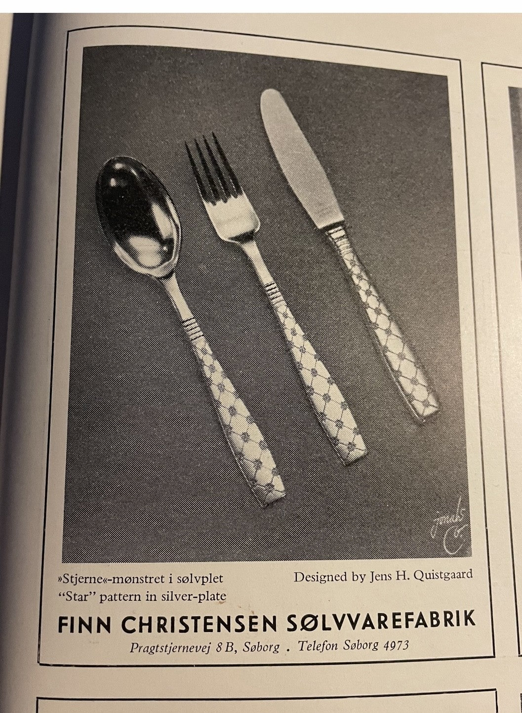 Jens H. Quistgaard bestik, stjerne mønstret i sølvplet - nr. 09000