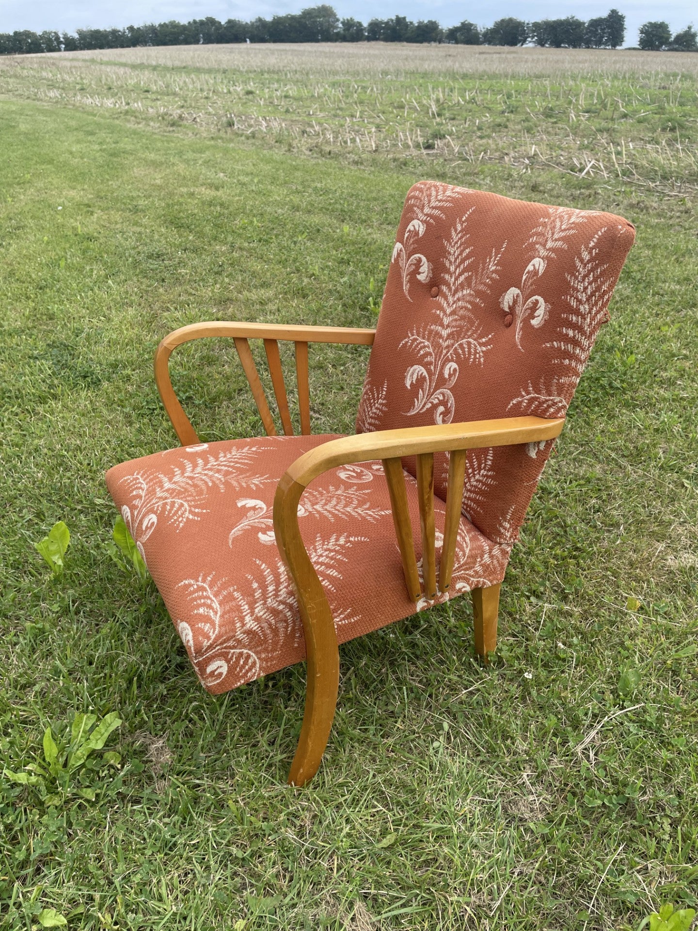 Beautiful old Swedish armchair/armchair made of birch wood - no. 09090