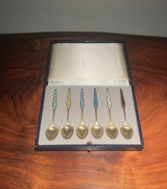 6 stk. forgyldte moccaskeer i Sterling sølv 925s - nr. 235781