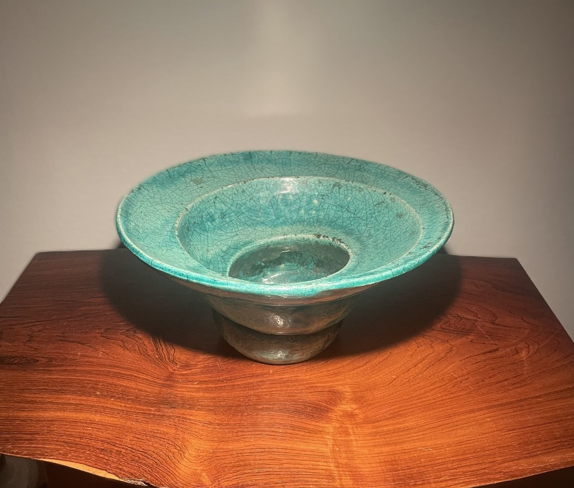 Charlotte Holm design, flot moderne Raku brændt keramik skål fra 2001 - nr. 012320