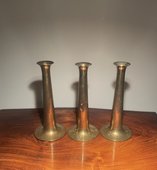 3 beautiful Hans Bølling brass candlesticks from Torben Ørskov - no. 451003