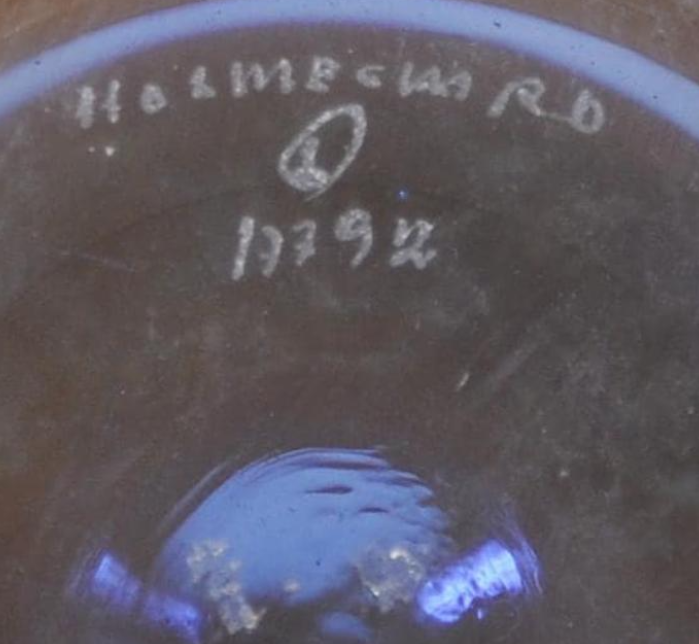 パー・リュトケンによる大きな青いガラスのフルーツボウル、デンマーク、ホルムガードのために 1970年代