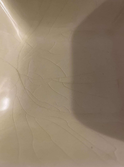 Nanna Ditzel for Søholm, iconic cracked ceramic bowl in shades of beige, Denmark 1960s