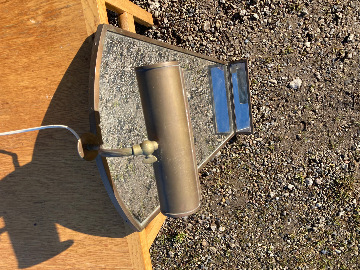 Beautiful brass wall mirror with lamp