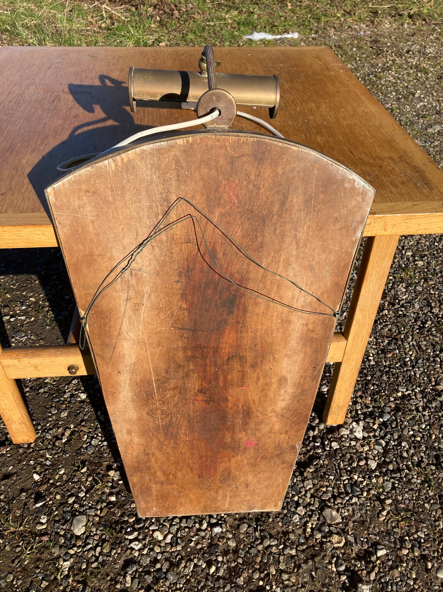 Beautiful brass wall mirror with lamp