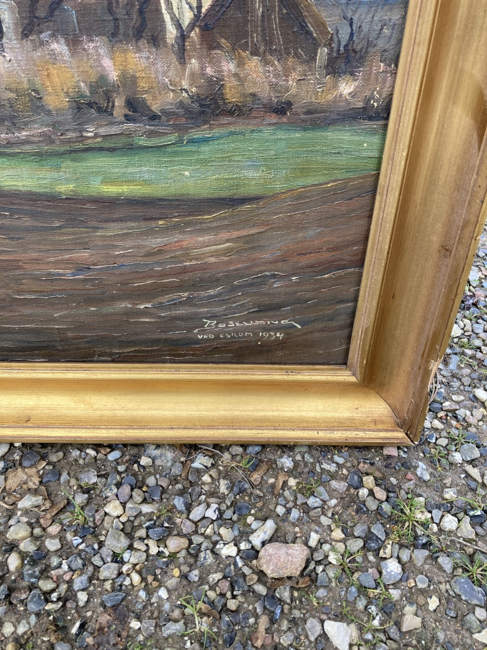 Kunstmaler Carl Bosevang oliemaleri, motiv Esrum 1934