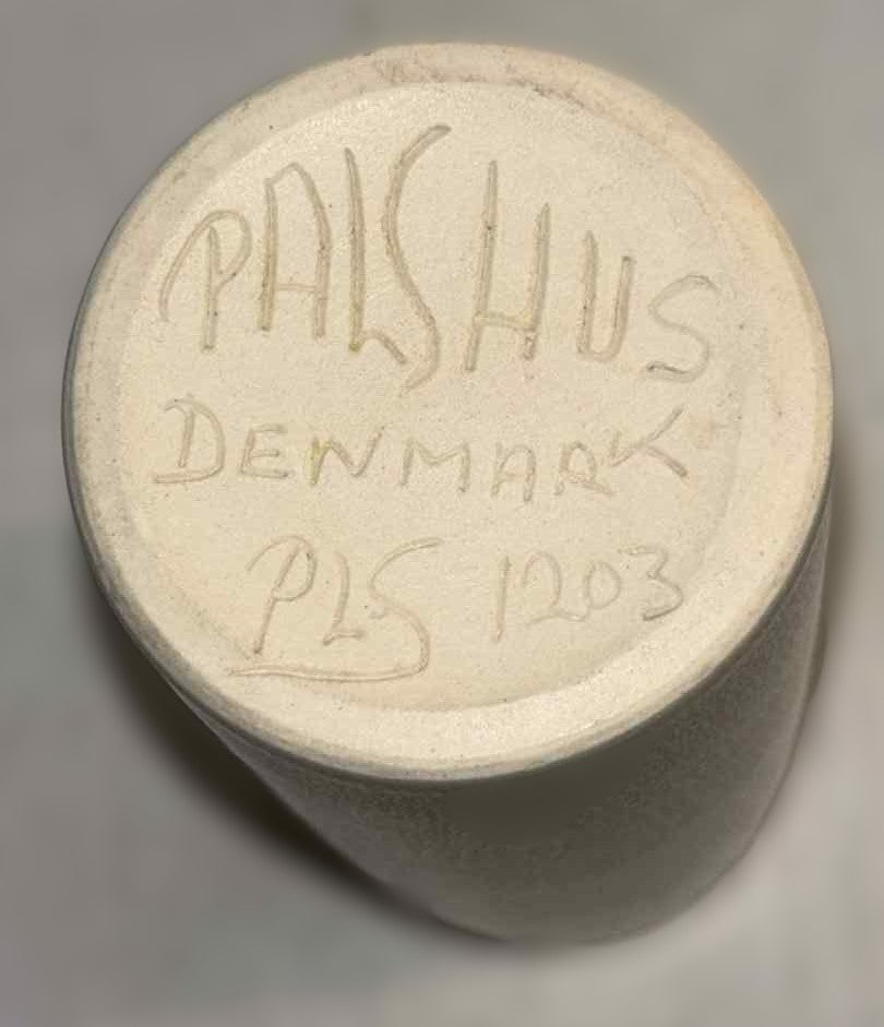 Mid-Century stoneware vase in Lime Green Hare Fur Glaze from Palshus, Denmark 1960s