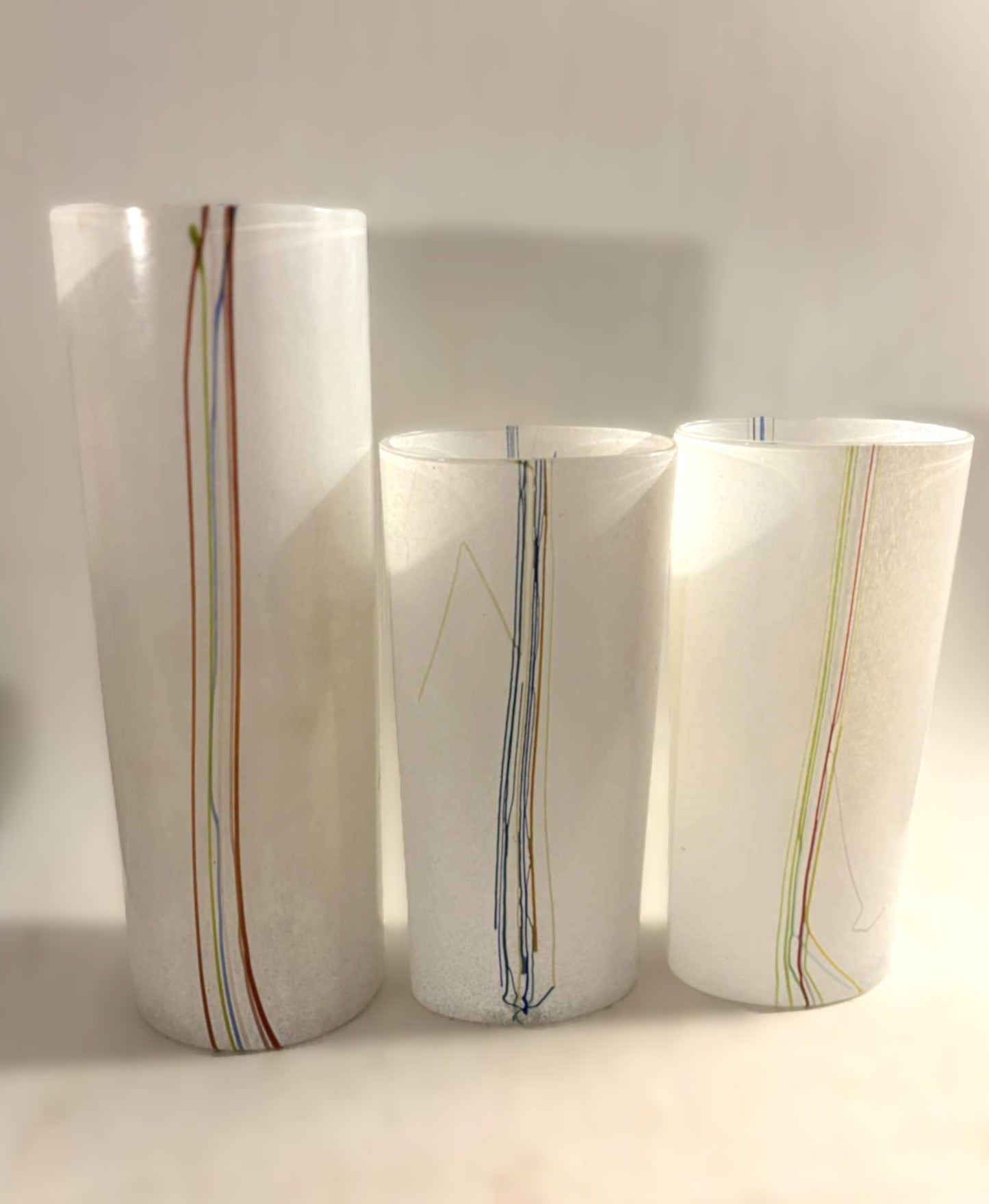 Bertil Vallien for Kosta Boda Rainbow Column Vase, Swedish Glass Art 1970s.