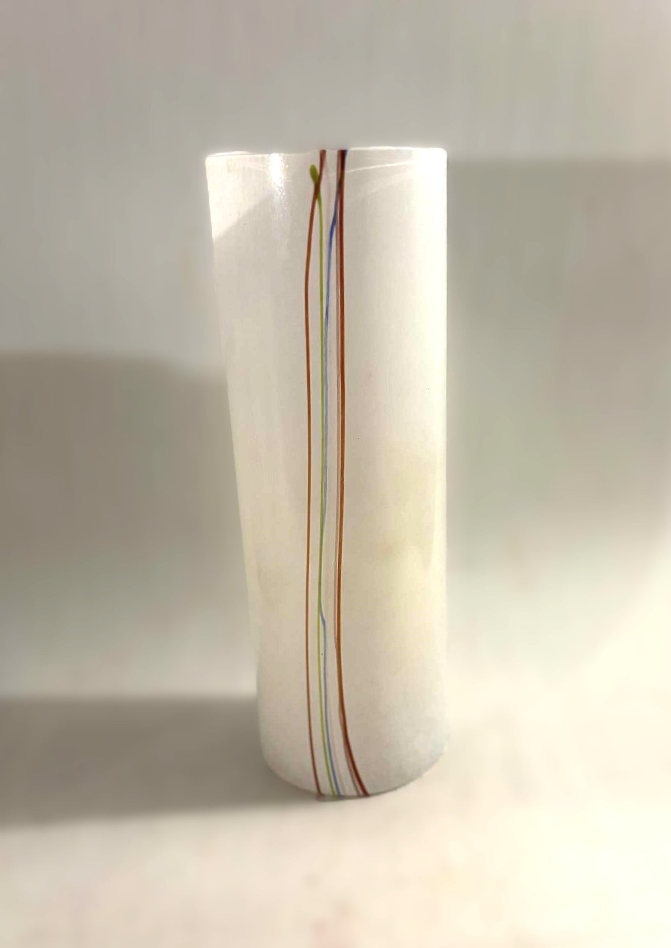 Bertil Vallien for Kosta Boda Rainbow Column Vase, Swedish Glass Art 1970s.