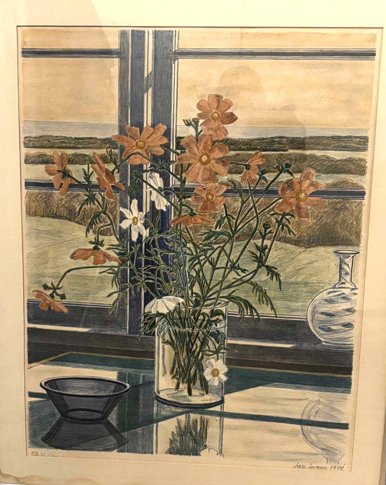 ラース・スワン（1913-2002）による美しく穏やかなリトグラフ、1978年制作