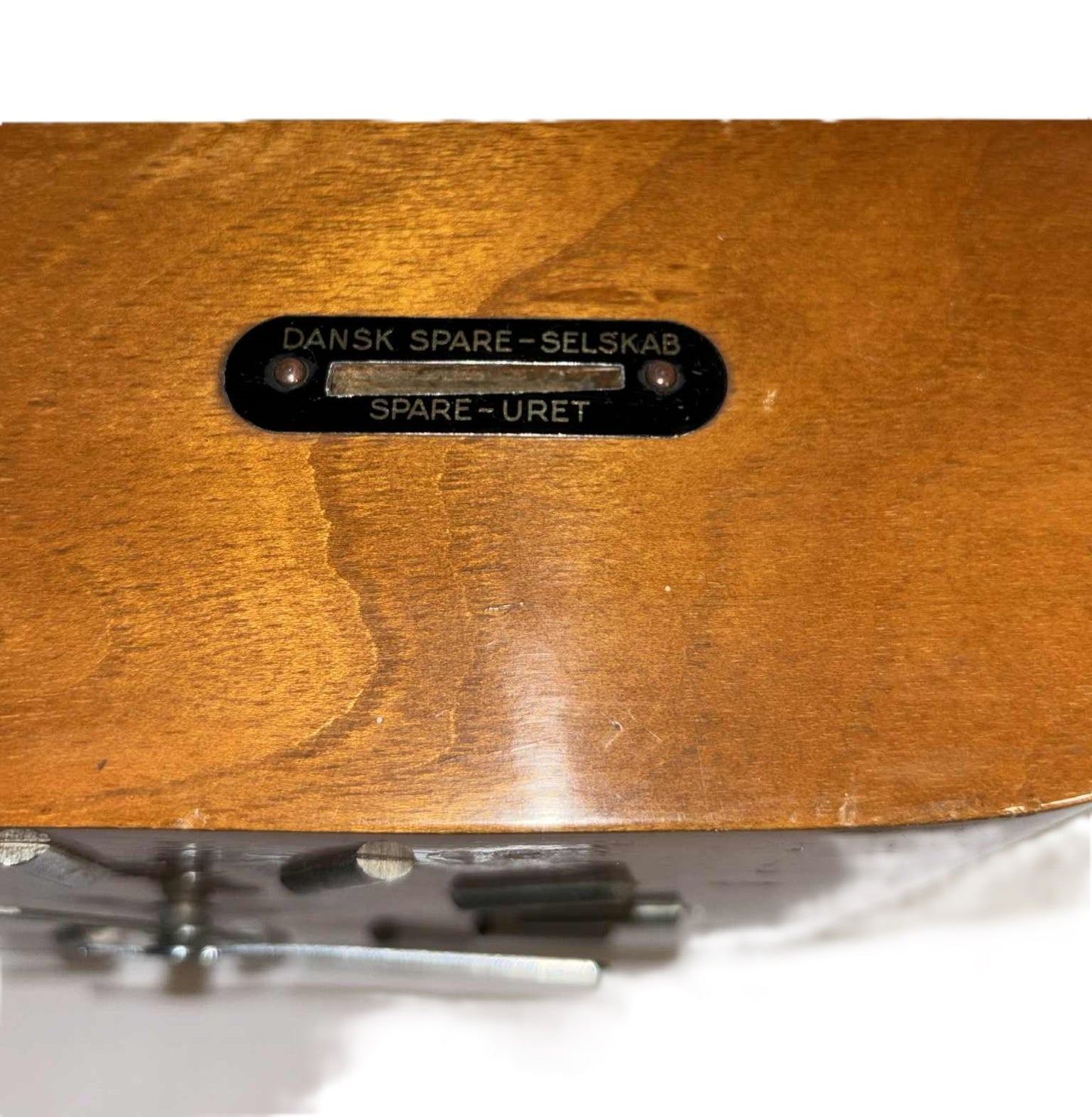 Rare Danish functioning money clock with coin insert from the 1940s-50s