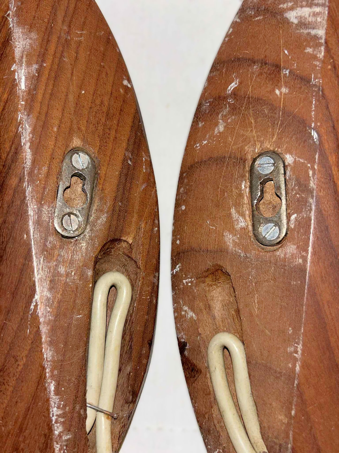 A pair of beautiful teak wall lamps shaped like the moon, Denmark 1970s